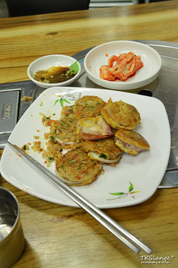Ojing-eo sundae, stuffed squid, a local delicacy.