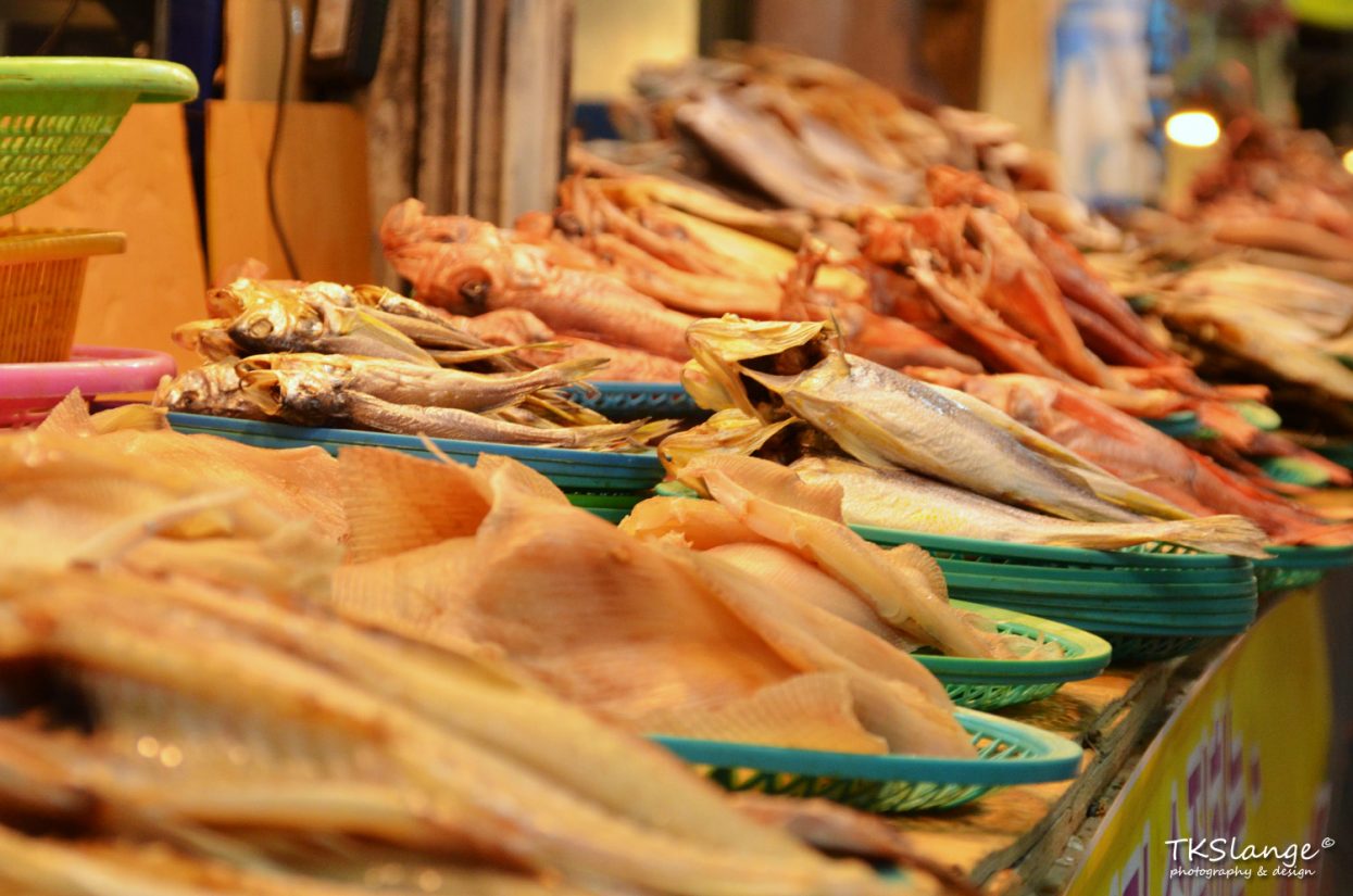 Dried seafood at the food market.
